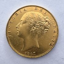 1842 VICTORIA SHIELD GOLD SOVEREIGN OPEN 2 VARIETY RARITY 2