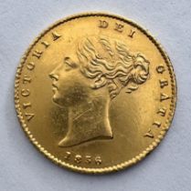 1856 VICTORIA SHIELD GOLD HALF SOVEREIGN