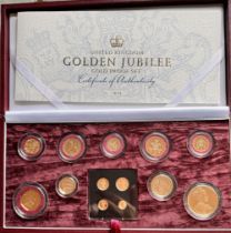 2002 ELIZABETH II GOLDEN JUBILEE 13 COIN PROOF GOLD SET