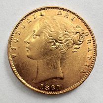 1861 VICTORIA SHIELD GOLD SOVEREIGN