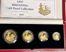 1997 ELIZABETH II 'HORSE DRAW CHARIOT' GOLD PROOF BRITANNIA 4-COIN SET