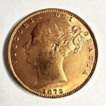 1872 VICTORIA SHIELD GOLD SOVEREIGN