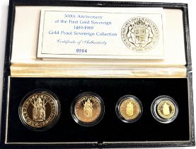 1989 ELIZABETH II TUDOR ROSE PROOF GOLD 4-COIN SET