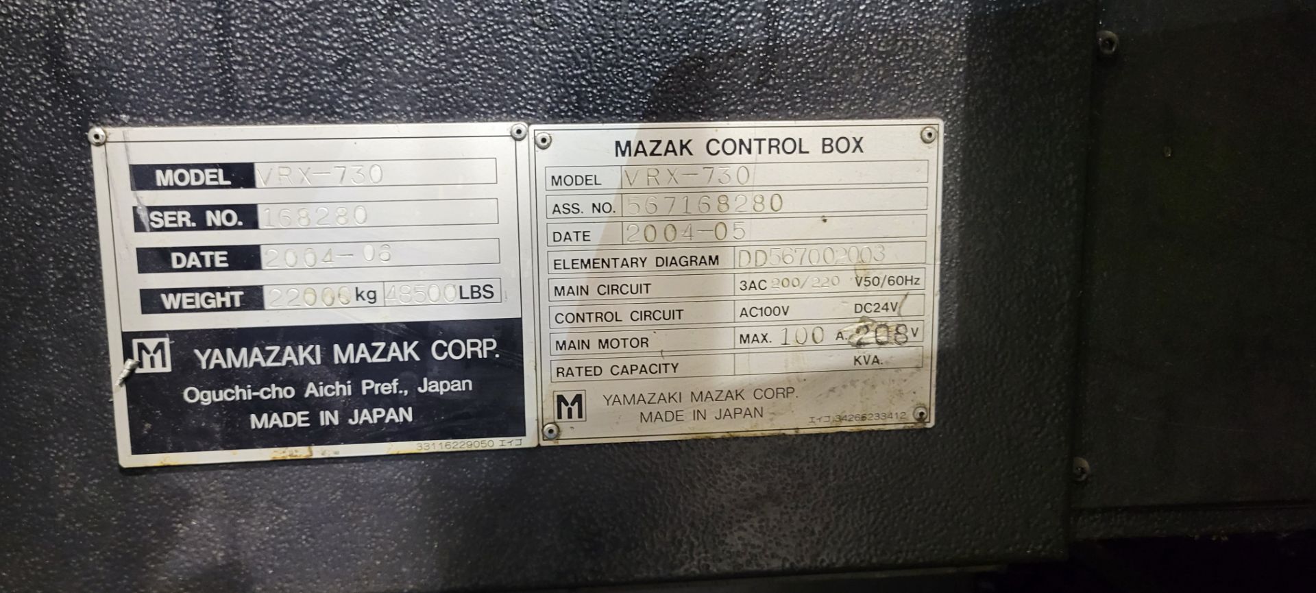 2004 Mazak Variaxis 730-5X Vertical 5-Axis Cnc Machining Center, Hi-Pressure TSC, Dual Pallets, 80 - Image 12 of 12