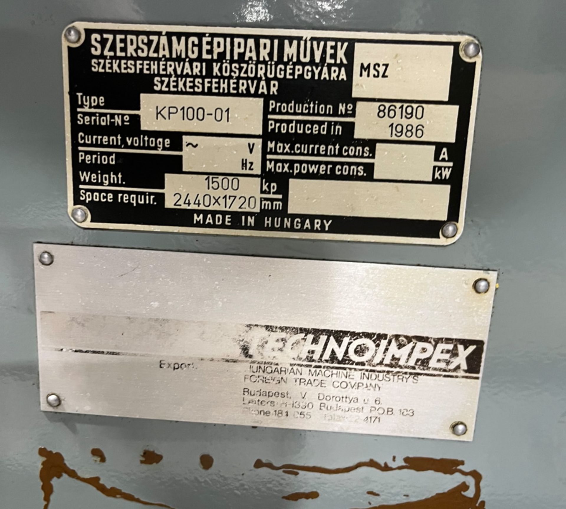 1986 MSZ KP100-01 Cylindrical Grinder, Tailstock, ID And OD Grinding, Coolant Tank W/ Pump, Original - Image 4 of 4