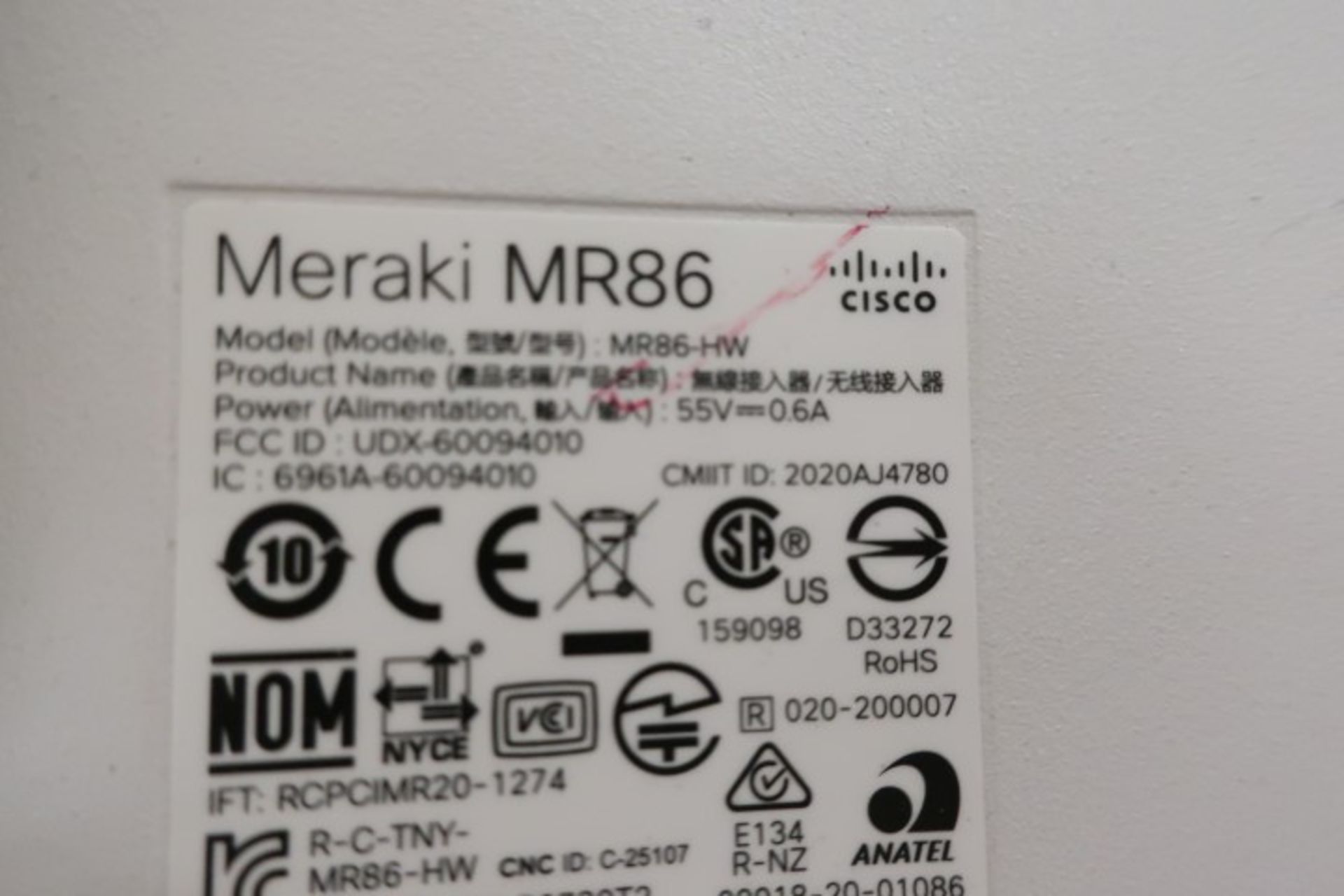 USED UNCLAIMED CISCO MERAKI MR86-HW - Image 3 of 3