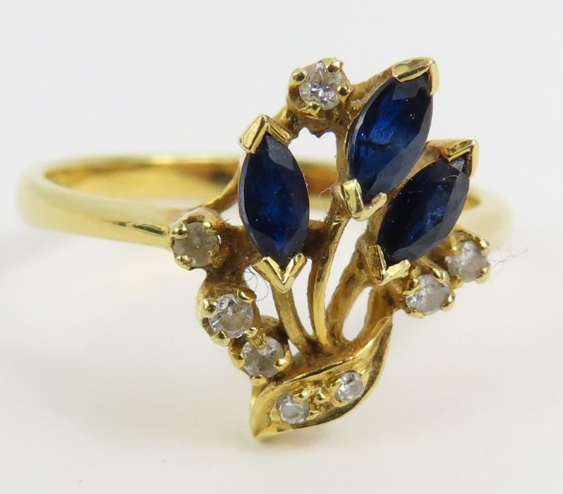 A high set sapphire and diamond dress ring, the st - Image 2 of 4