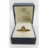 A high set sapphire and diamond dress ring, the st