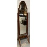 A 20th century mahogany framed cheval mirror, 158c