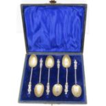 A cased set of six silver apostle tea spoons, Birm