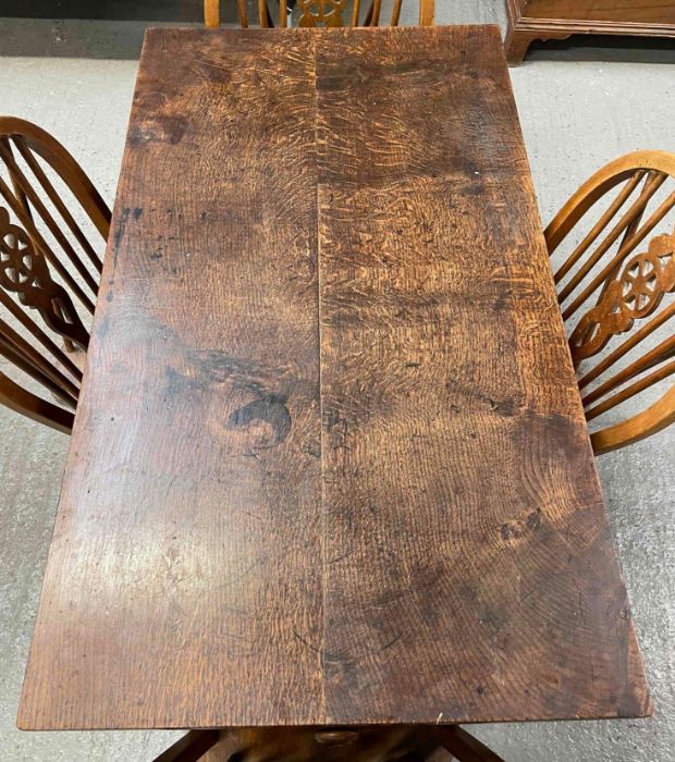 A 19th century oak side table, 72cm high, 109cm l - Image 5 of 6
