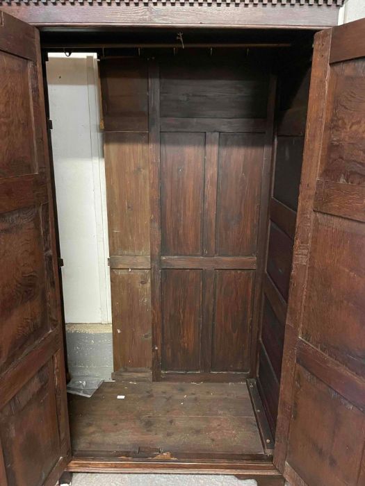 A 19th century oak four door wardrobe, of panelled - Image 3 of 5