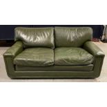 A vintage Heals green leather "Palermo" two seater