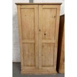 An early 20th century pine two door kitchen cupboa