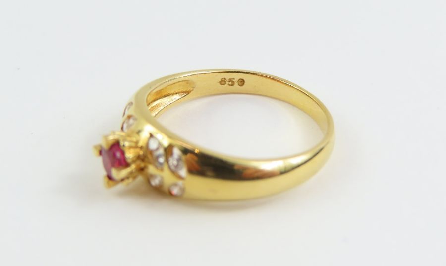 A ruby and diamond dress ring, the round ruby appr - Image 9 of 12