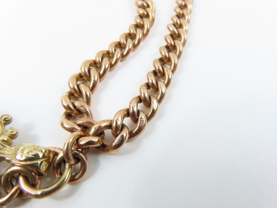 A 9 carat gold watch chain, of solid curb links, w - Bild 6 aus 8