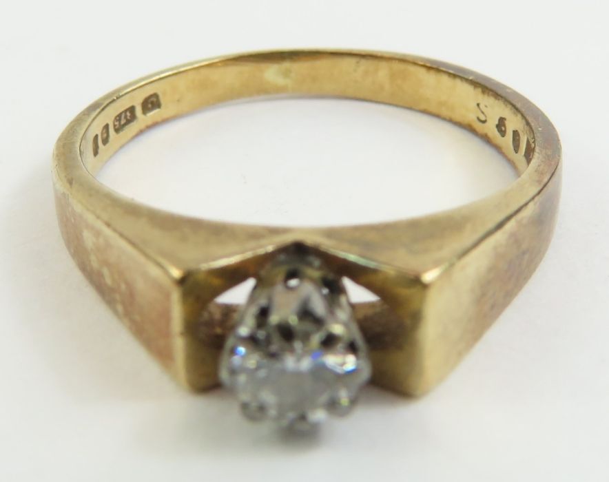 A 9ct gold single stone diamond ring; two 9ct gold - Image 5 of 6