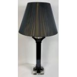 A 20th century black Galway glass lamp and shade