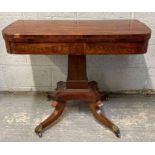 A 19th century mahogany foldover card table, stand