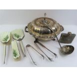 A silver mounted part dressing table set, decorate