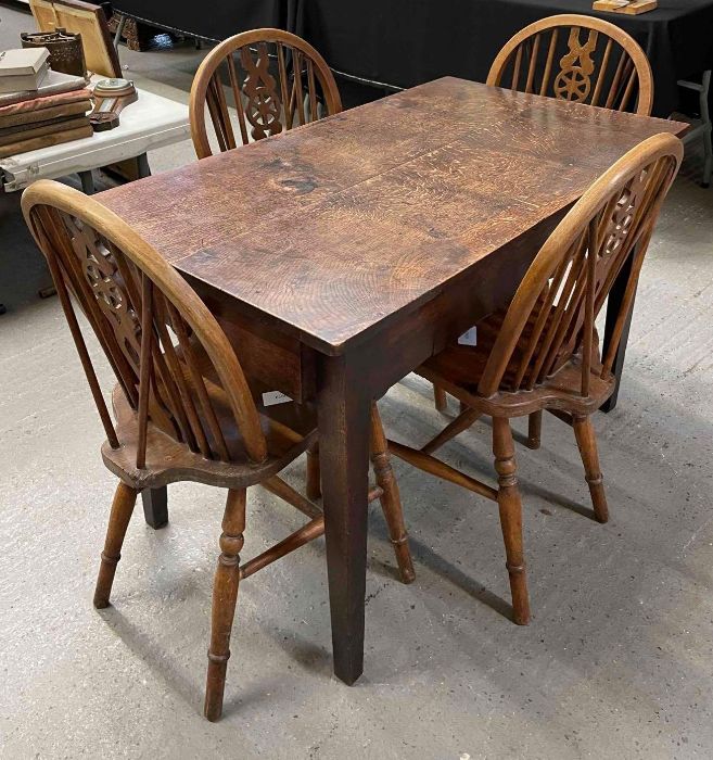 A 19th century oak side table, 72cm high, 109cm l - Image 6 of 6