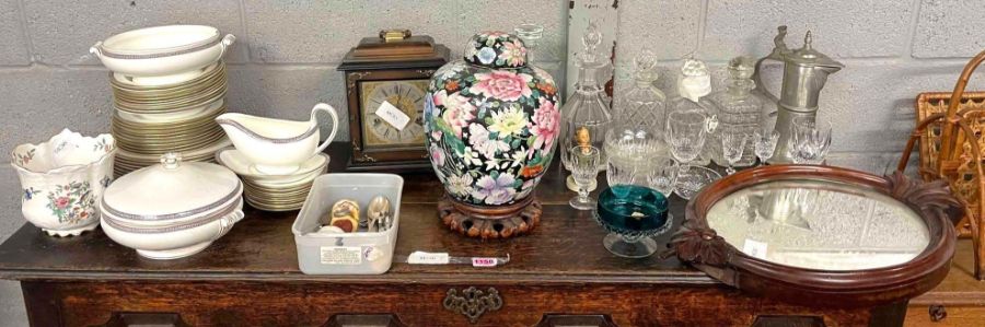 A 1940's Chinese ginger jar, along with mantle clo
