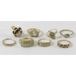 A 9 carat gold Gem TV stone set ring; with seven o