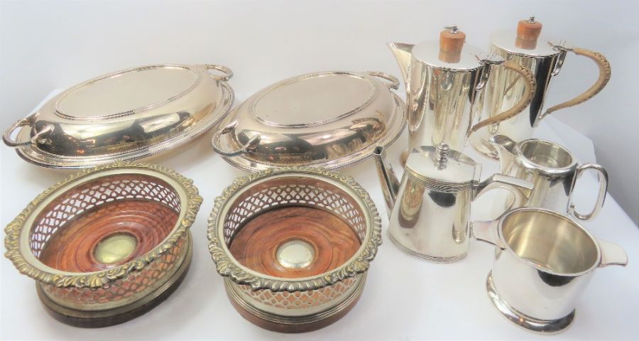 A Walker and Hall silver plated coffee and water j