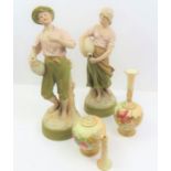 A pair of Royal Dux figures of water carriers 29cm