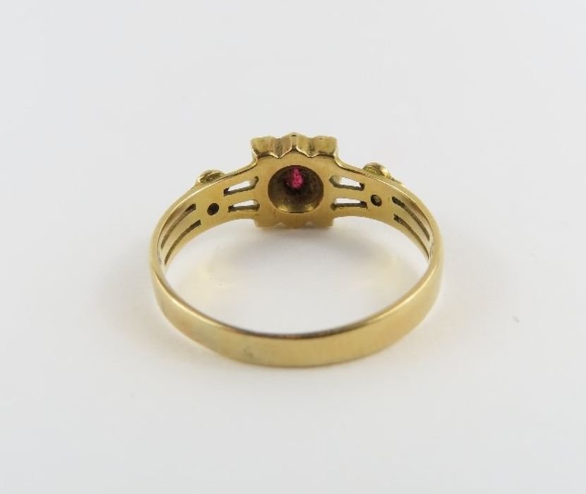 A late Victorian 15 carat gold red stone and split - Image 3 of 6