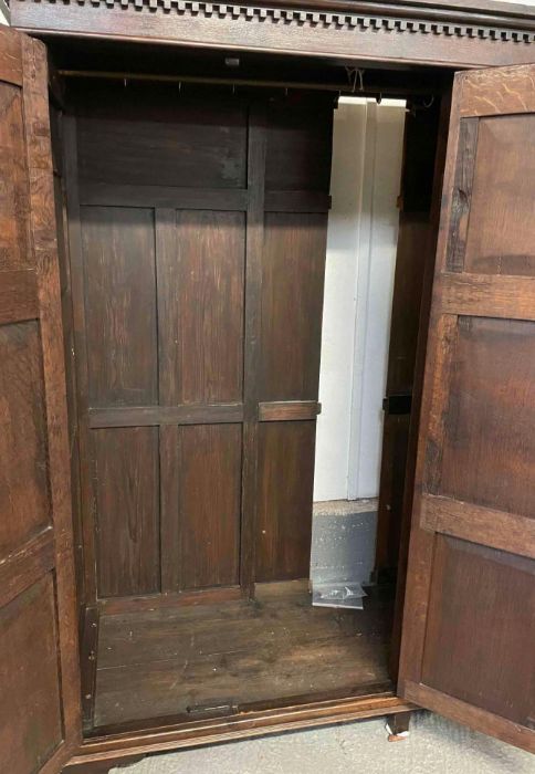 A 19th century oak four door wardrobe, of panelled - Image 2 of 5