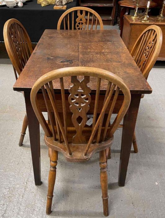 A 19th century oak side table, 72cm high, 109cm l - Image 2 of 6