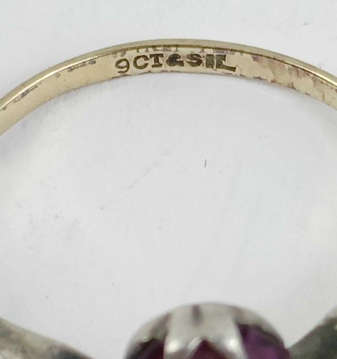 A paste set ring, stamped ‘9ct&Sil’ - Image 4 of 4