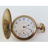 Crown, a gold plated full hunter pocket watch, the