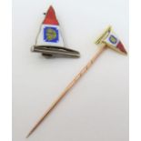 An enamelled Royal Cruising Club stick pin, marked