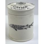 A Crown Devon caviar jar and cover, retailed at Fo
