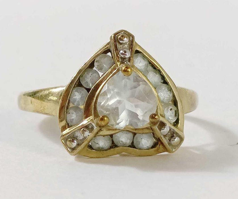 A 9 carat gold Gem TV stone set ring; with seven o - Image 6 of 17