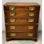 A 20th century campaign style chest of drawers, se