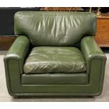 A vintage Heals green leather "Palermo" single ar