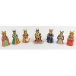 Seven Bunnykins figures from the Tudor Collection