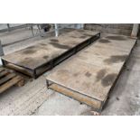 Two metal and wooden raised platforms/ plinths, ea