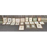 A large quantity of framed coloured engravings of