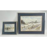 A watercolour of a snow scene by Christopher Holli