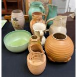 A collection of Art Deco ceramics including Delcro