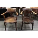 A 20th century oak smokers/tub chair