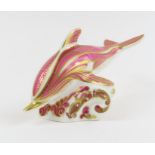 Royal Crown Derby paperweight - Pink Dolphin, from