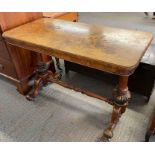 A 19th century walnut side table, with a turned b