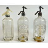 Three glass soda syphons including two for Frome M
