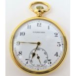 A gold plated Garrard open face pocket watch, the