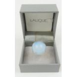 A Lalique opalescent glass domed ring, signed to t